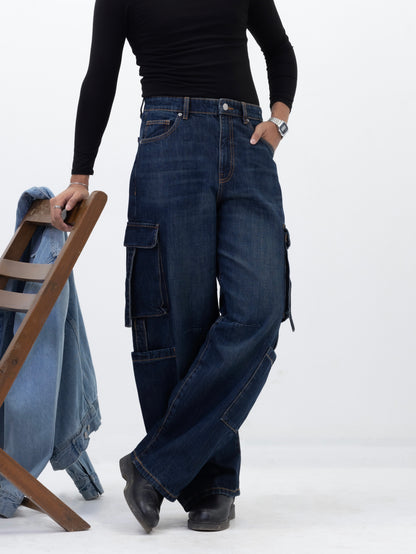 Aajkaal Dark Indigo Cargo Denim