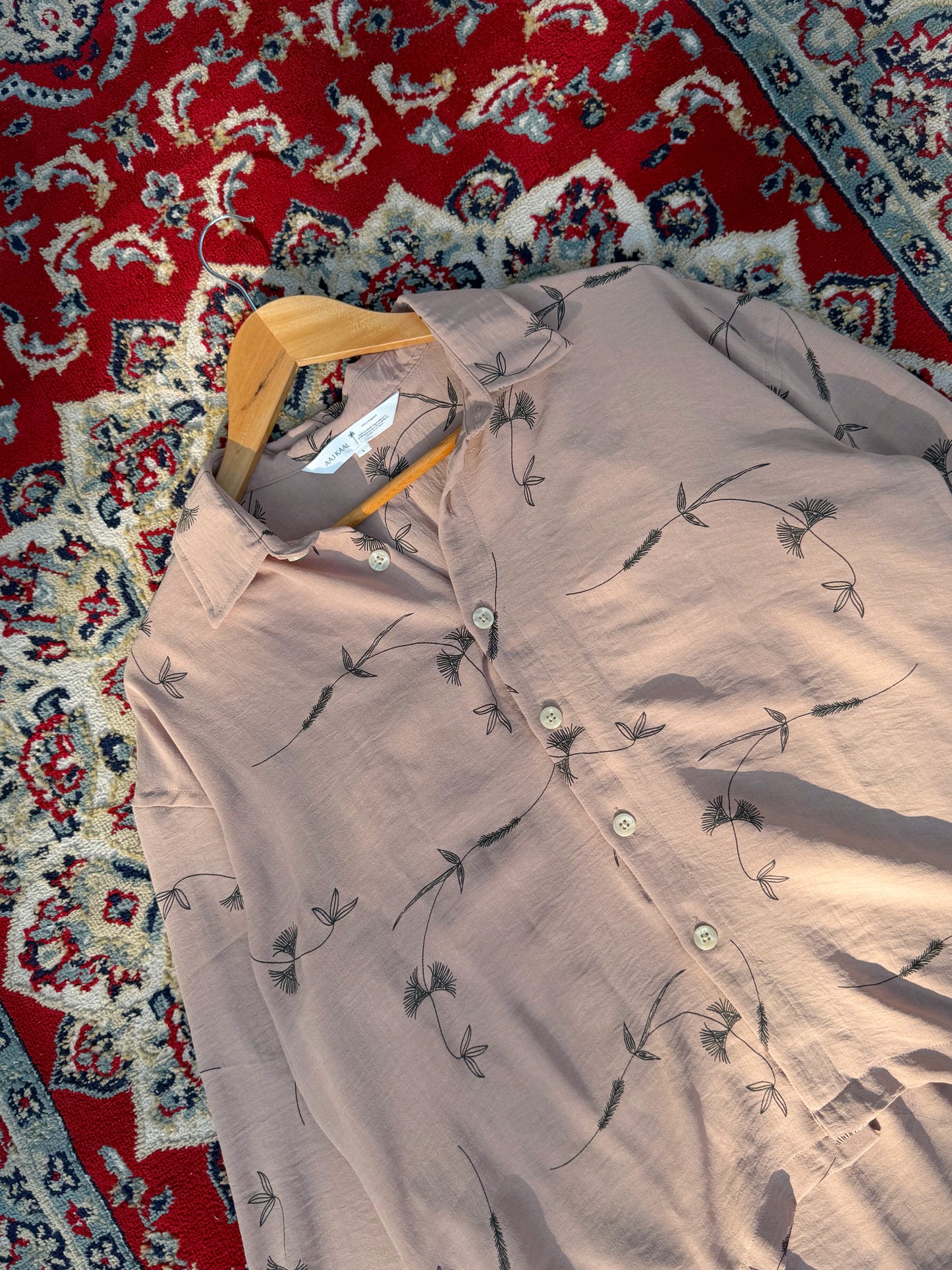 Aajkaal Printed Baggy Shirt - Peach