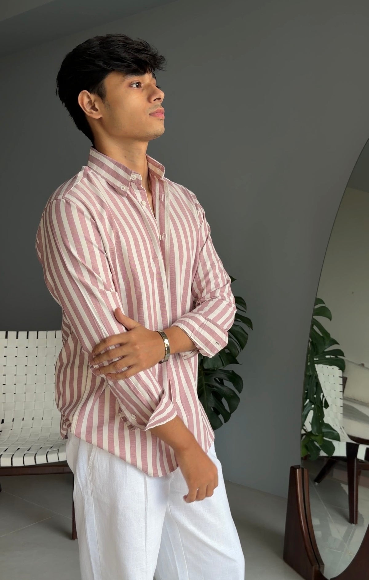 The Finesse Shirt - Peach Stripe