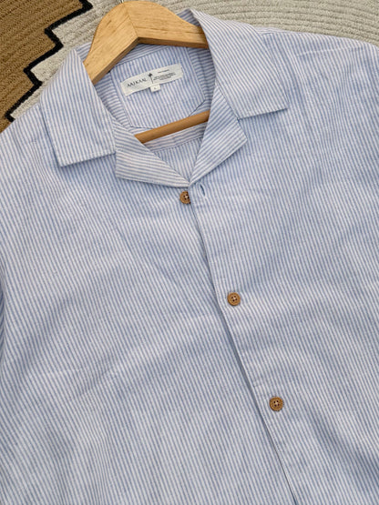 Baby blue Old Money Cuban Shirt