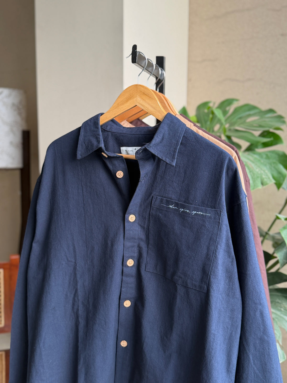 Aajkaal Midnight Blue Embroidery Boxy Shirt
