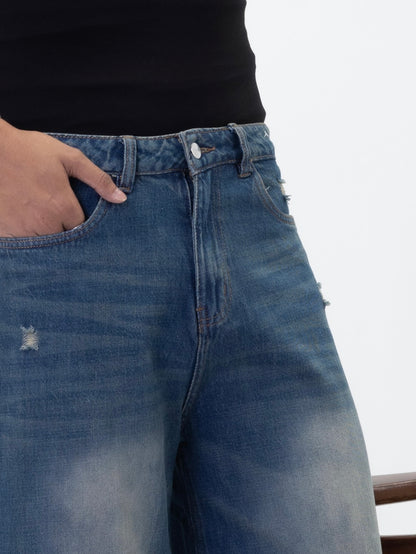 Aajkaal Mid Tint Blue Baggy Denim