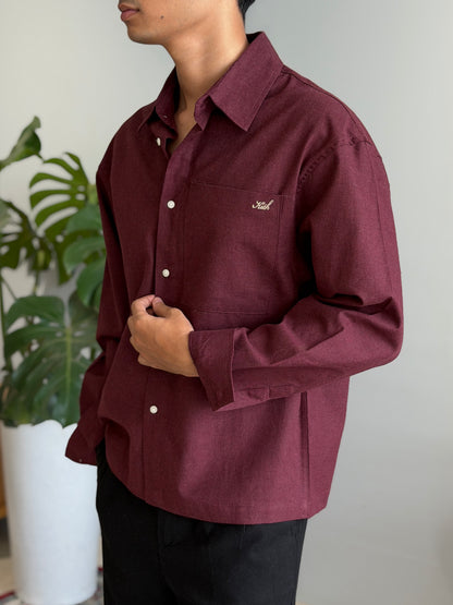 Aajkaal Flannel Shacket  - Dark Maroon