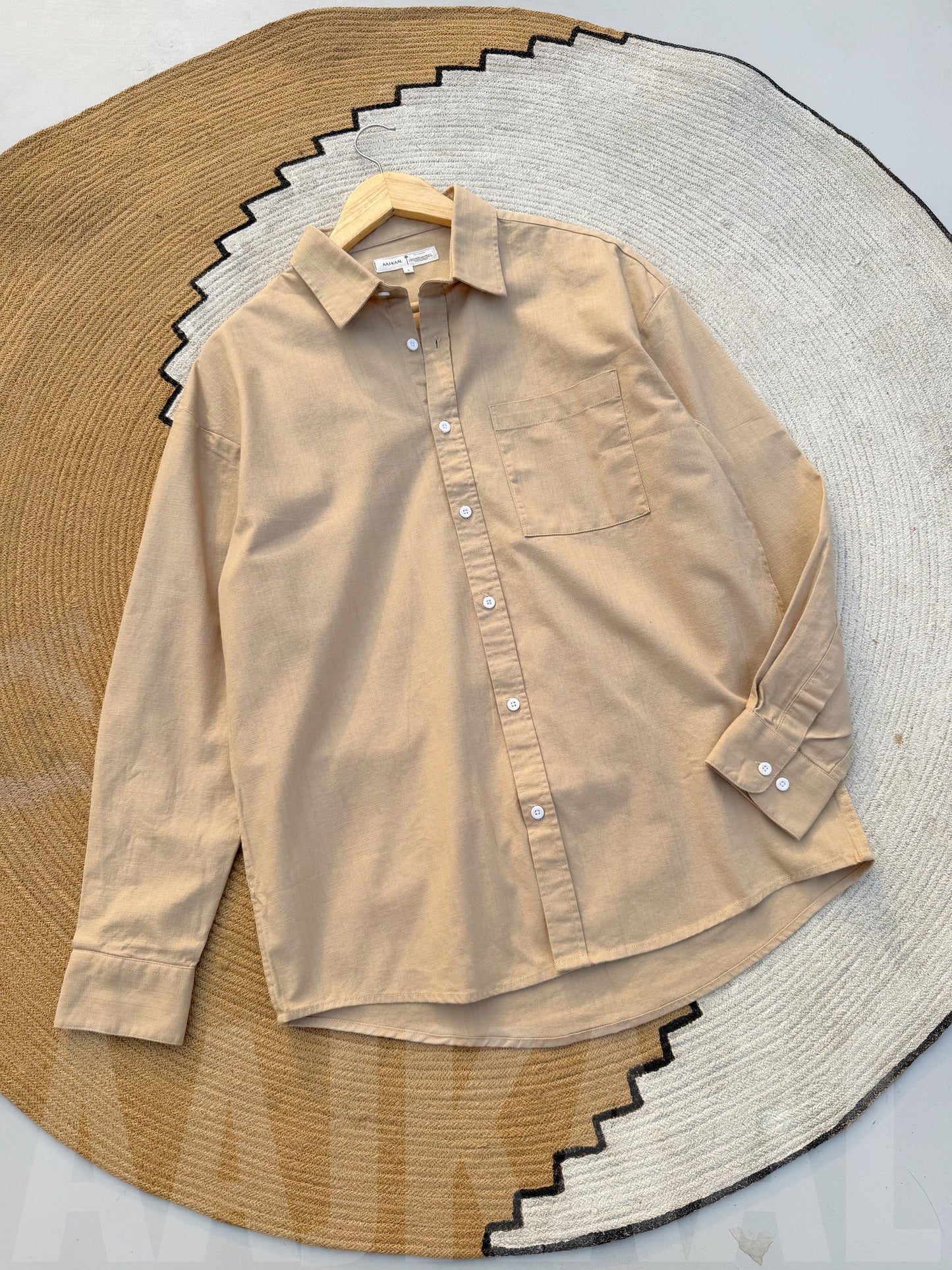 Linen Beige Full Sleeve Shirt