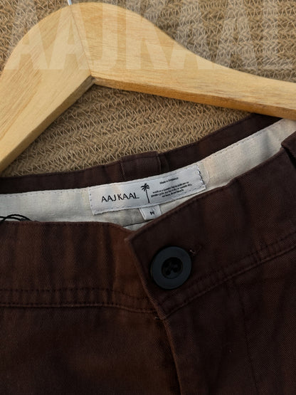 Coffee Structured Baggy Gabardine Pant