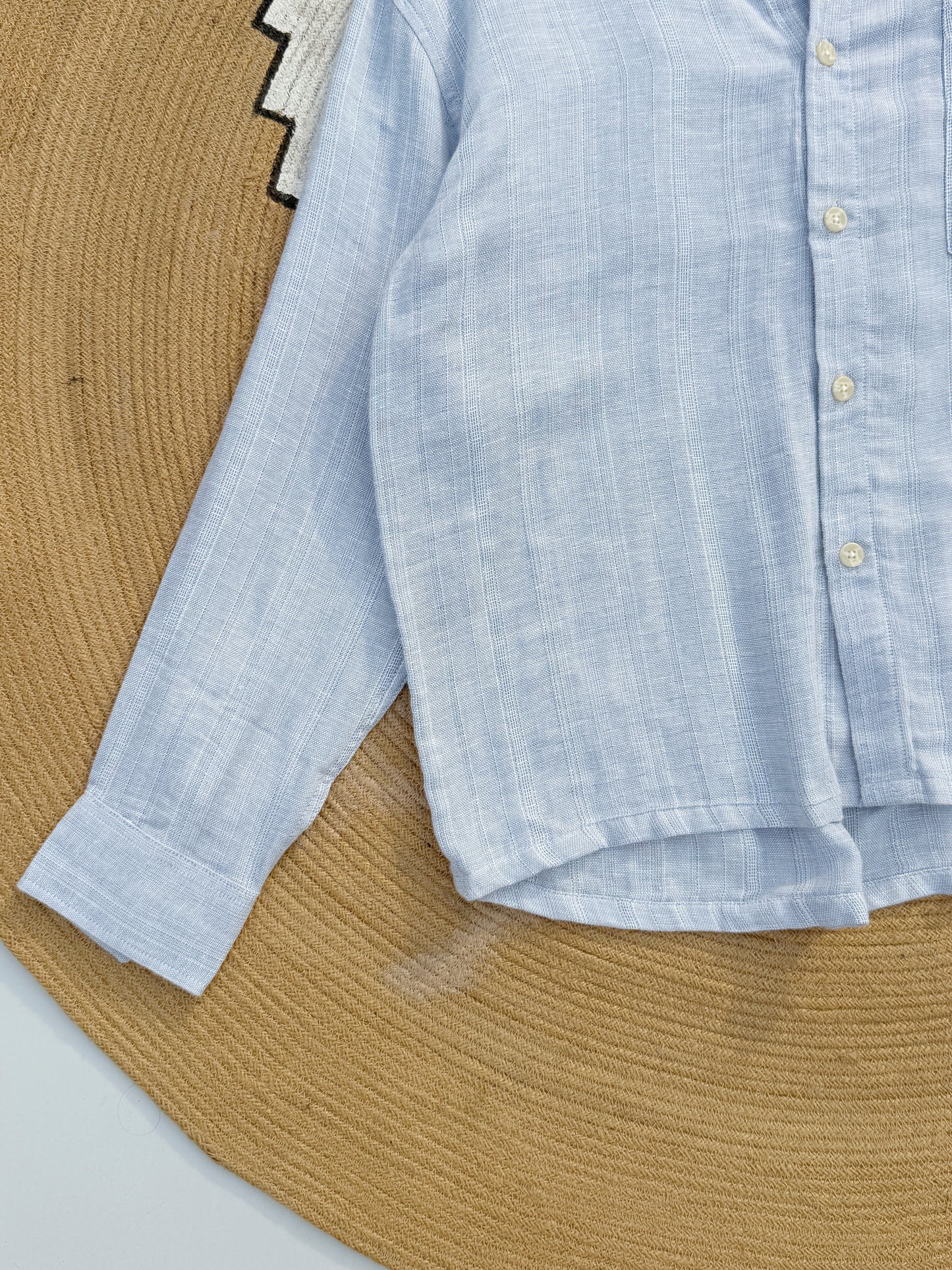 Textured Sky Blue Boxy Full Sleeve Shirt