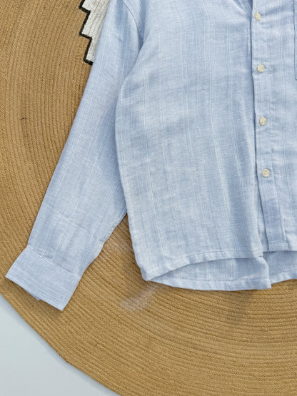 Textured Sky Blue Boxy Full Sleeve Shirt