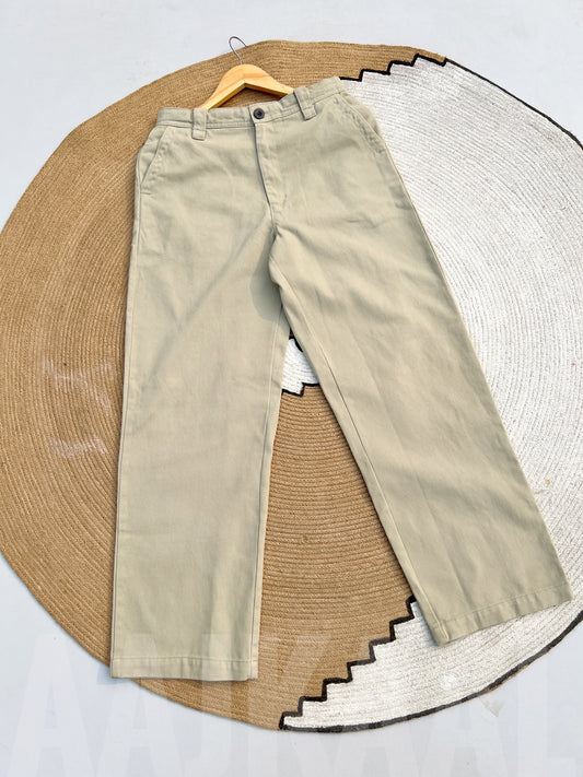 Olive Structured Baggy Gabardine Pant