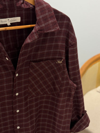 Aajkaal Flannel Shacket  - Maroon Check