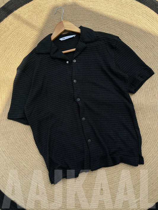 Black Oversized Cuban Shirt