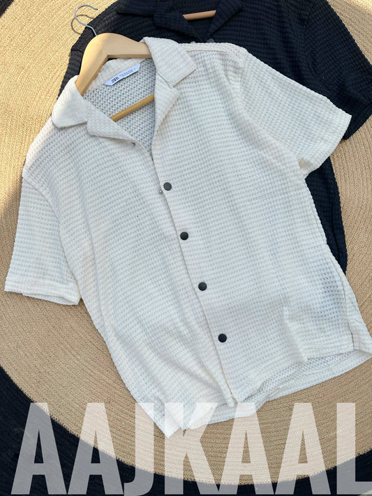 White Oversized Cuban Shirt
