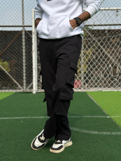 Black 8 Pockets Baggy Sweatpant