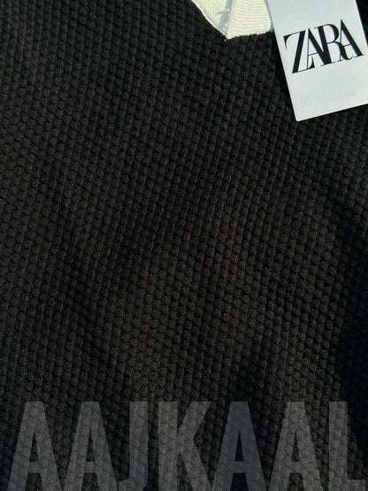 Black Contrasted Knitted Polo