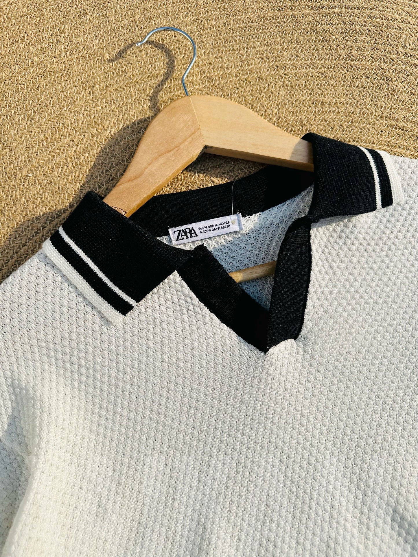 White Contrasted Knitted Polo