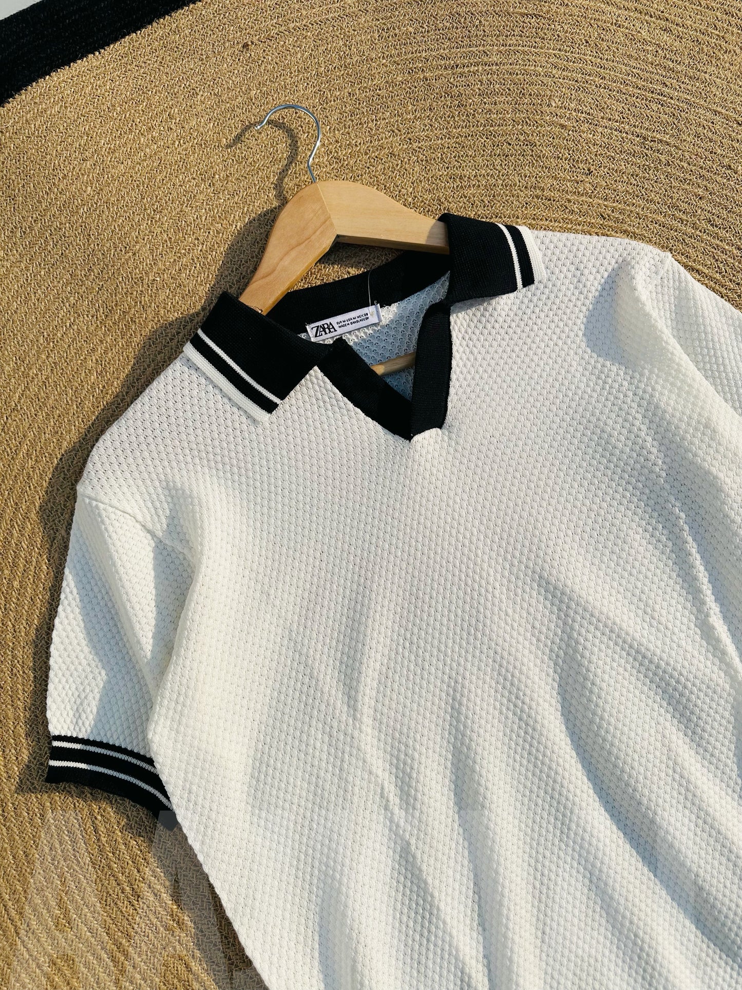 White Contrasted Knitted Polo