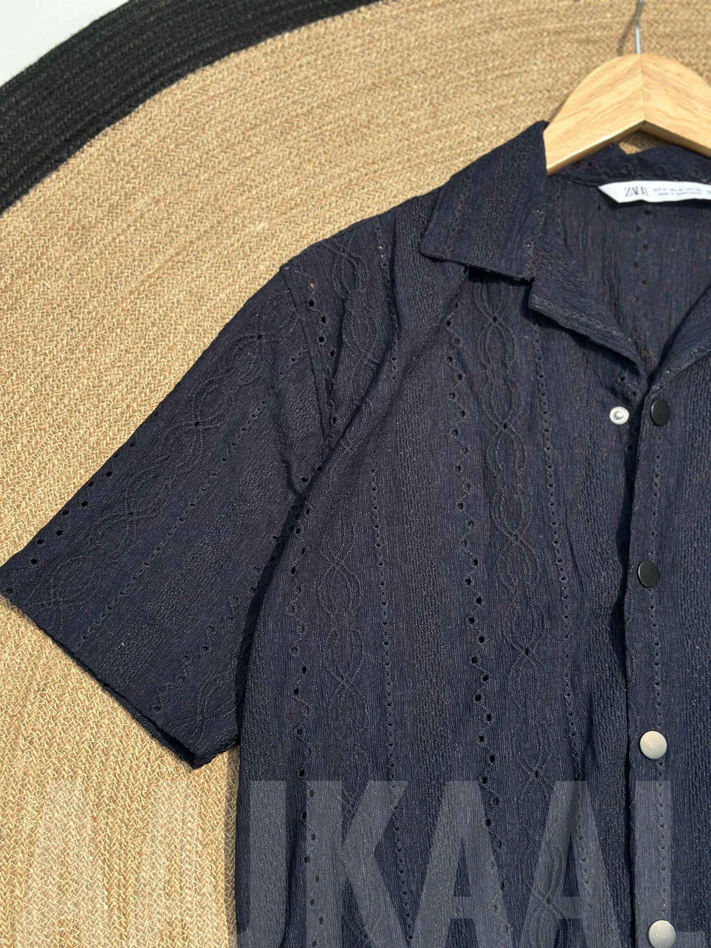 Navy Blue Oversized Cuban Shirt