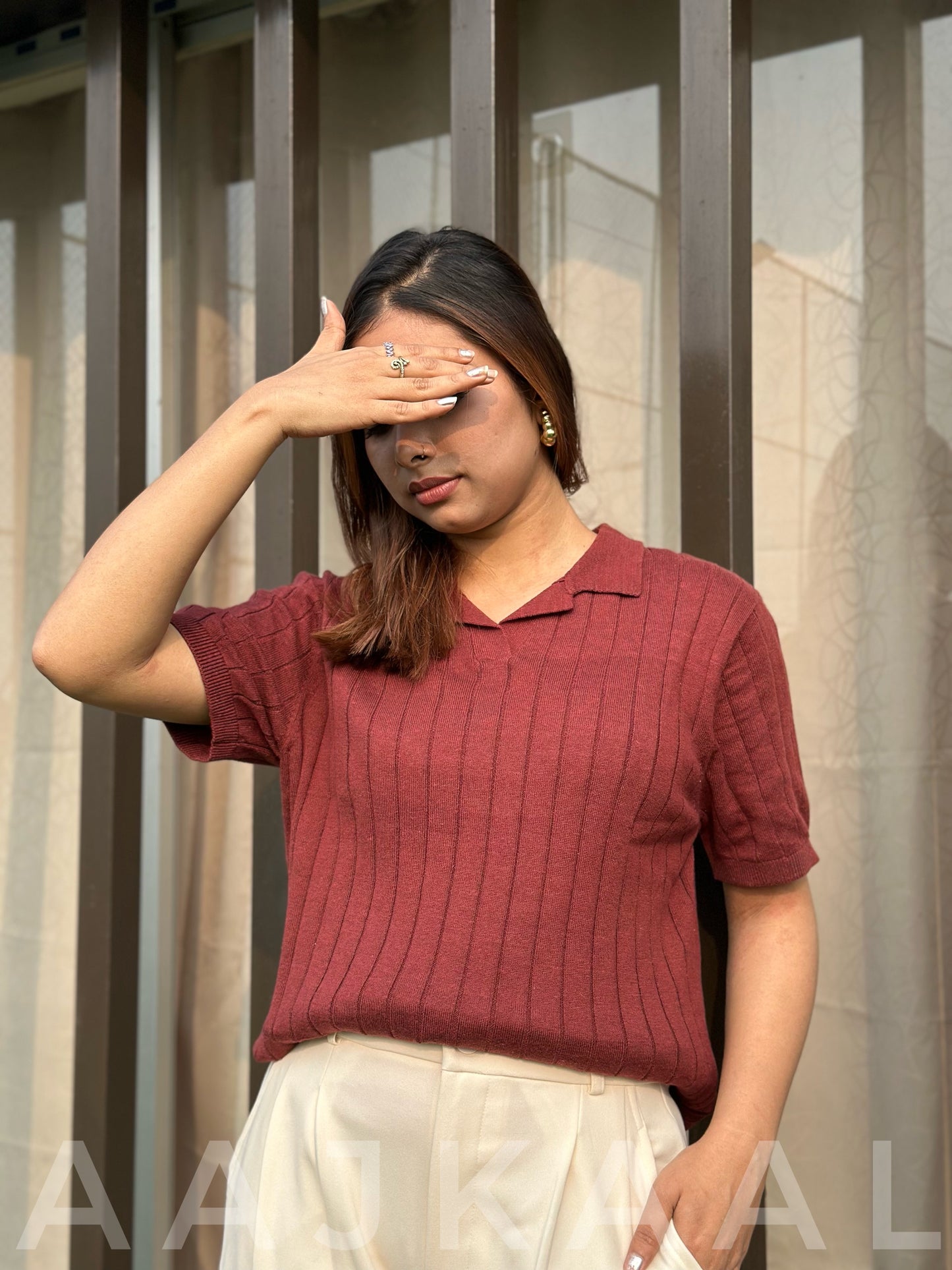 Maroon Heritage Knitted Polo