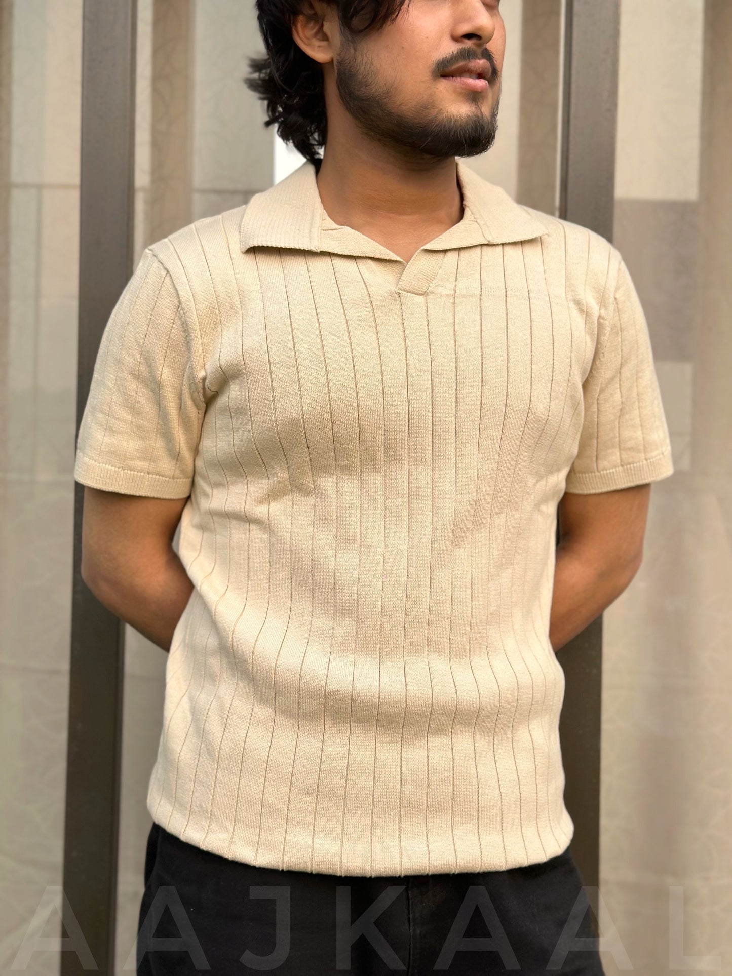 Beige Heritage Knitted Polo