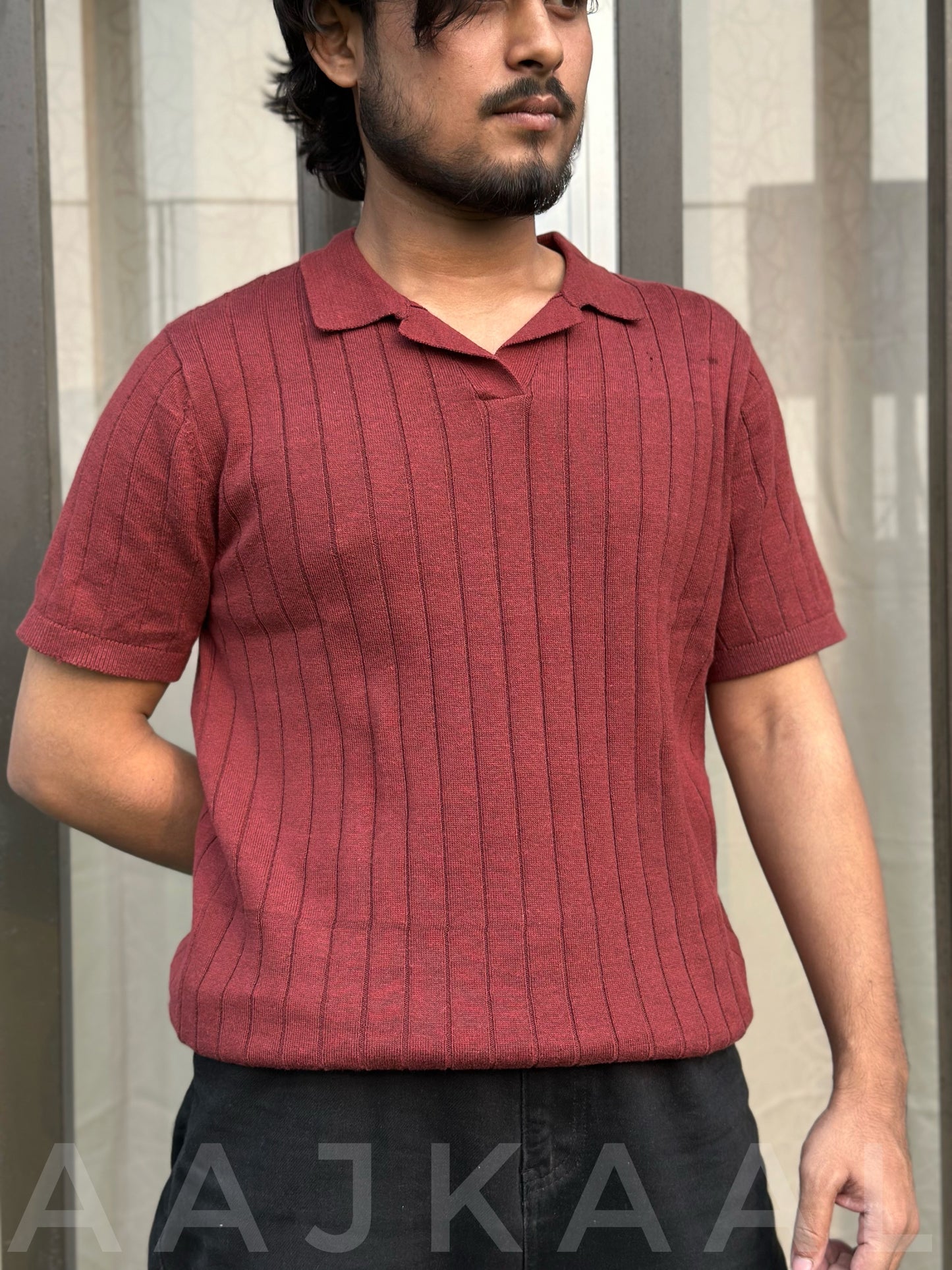 Maroon Heritage Knitted Polo