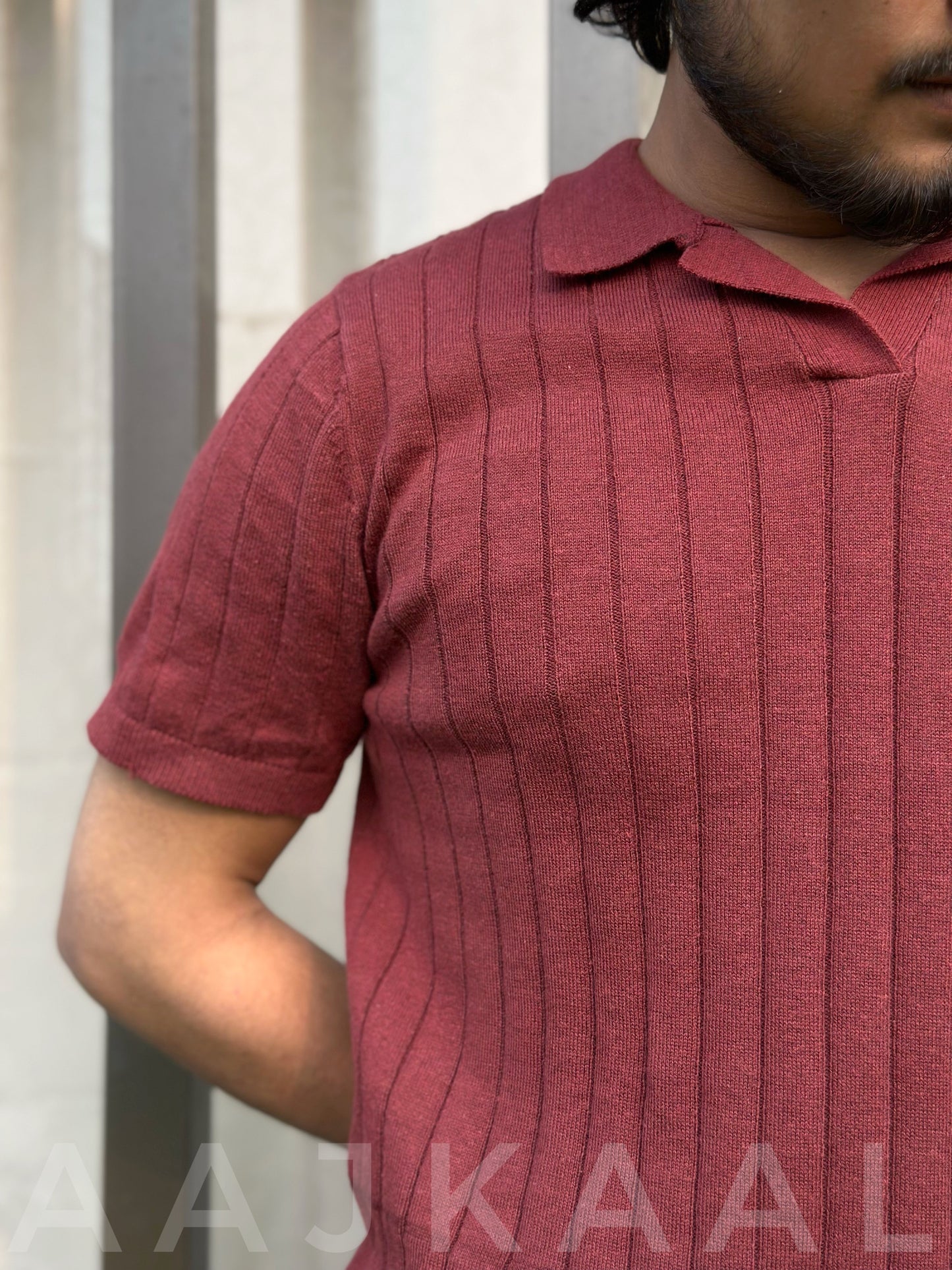 Maroon Heritage Knitted Polo