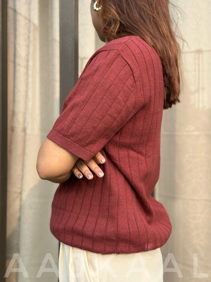 Maroon Heritage Knitted Polo