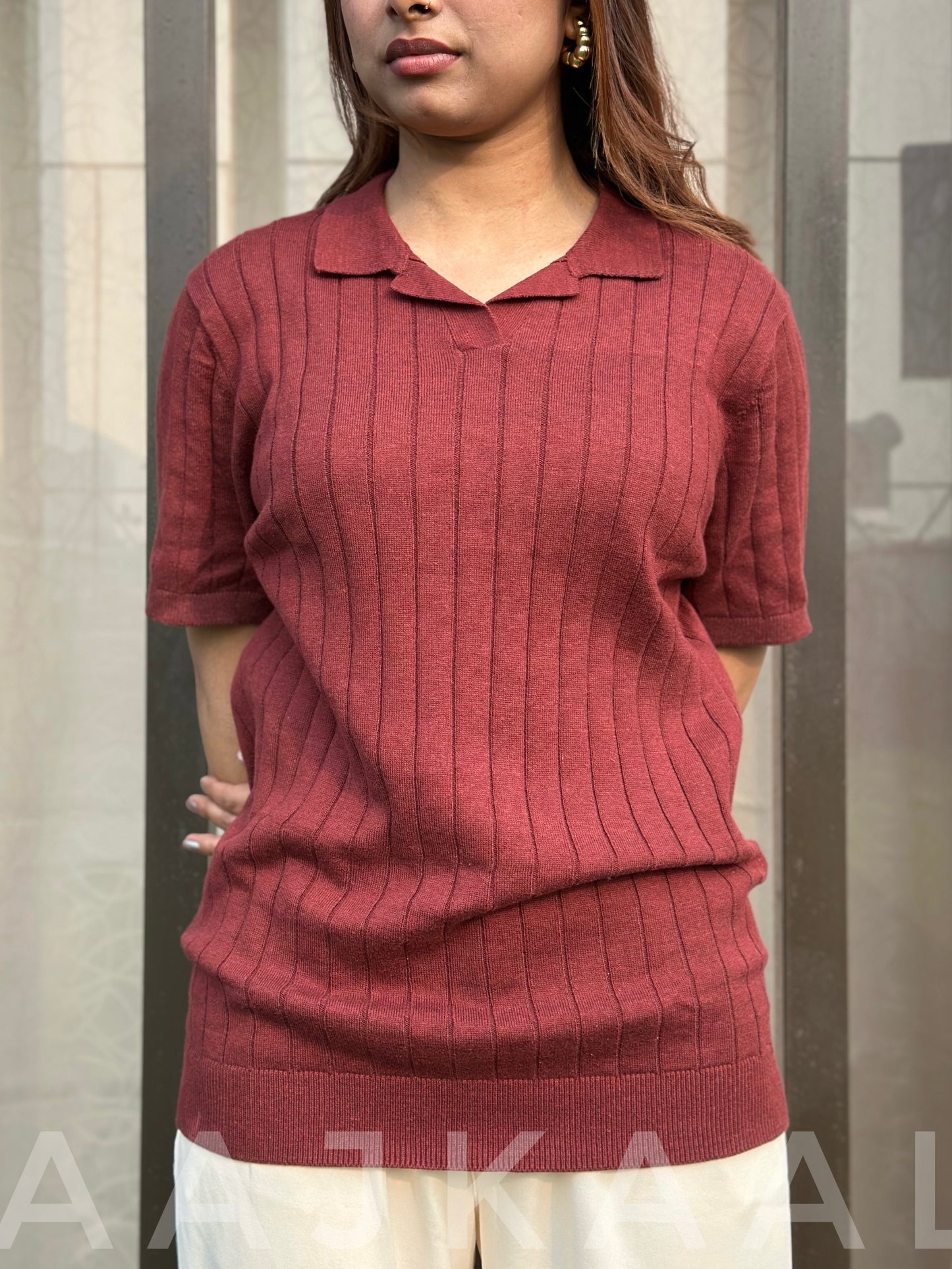 Maroon Heritage Knitted Polo