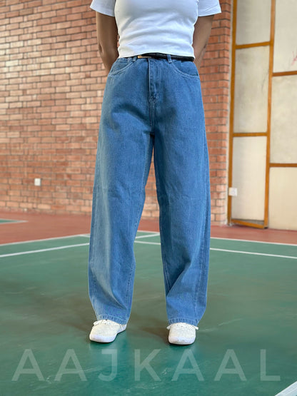 Dark Blue Loose Fitted Denim Pant