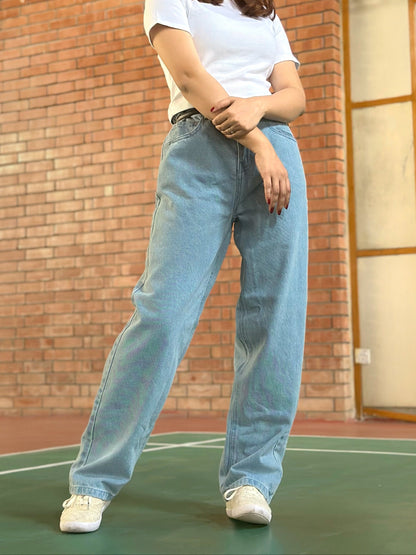 Light Blue Loose Fitted Denim Pant
