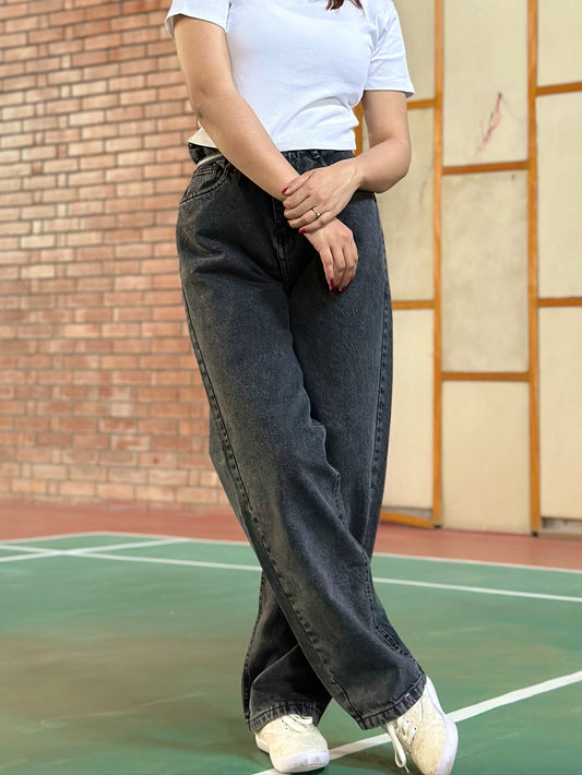Black Loose Fitted Denim Pant