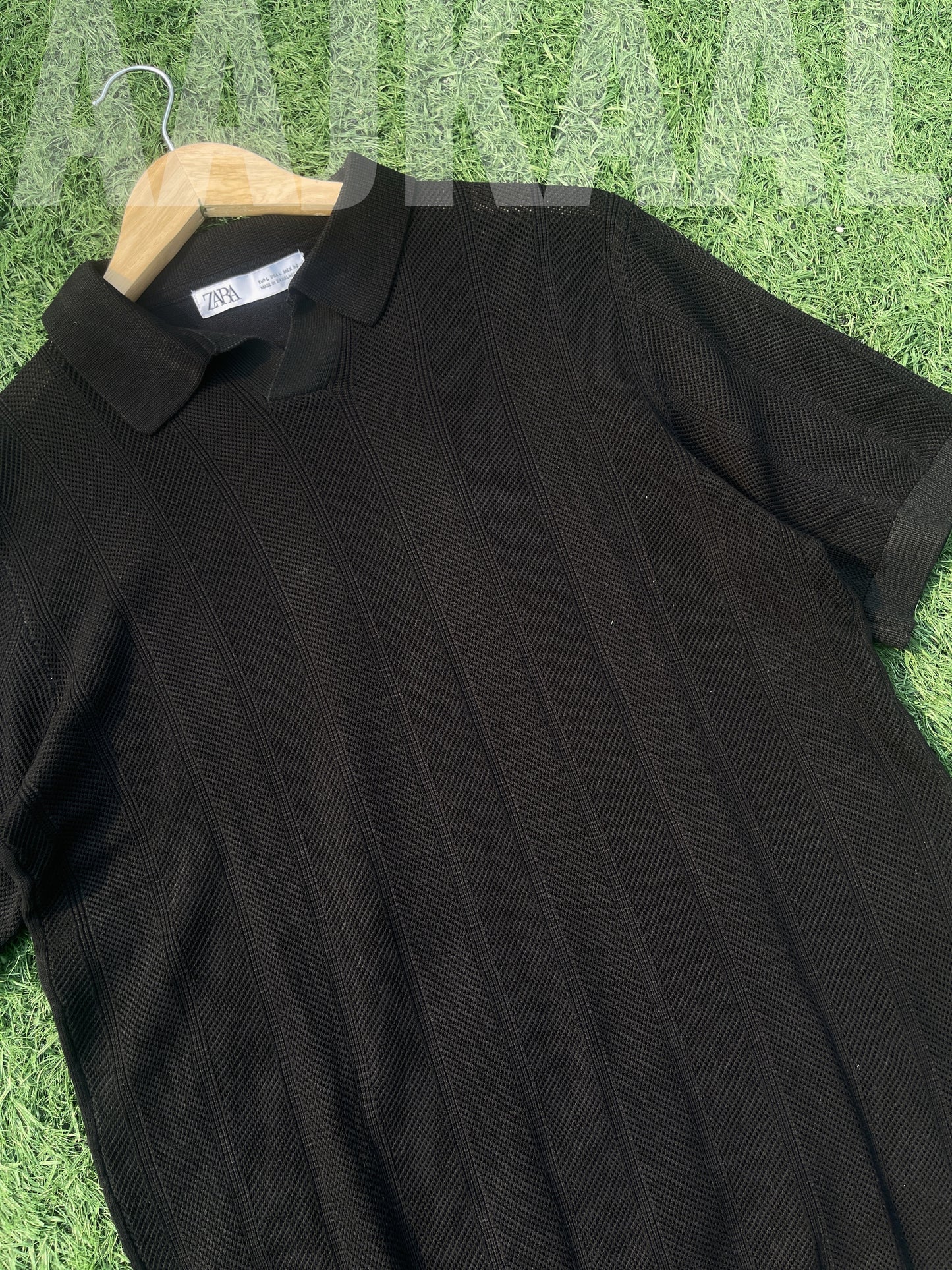 Black Zigzag Knitted Polo