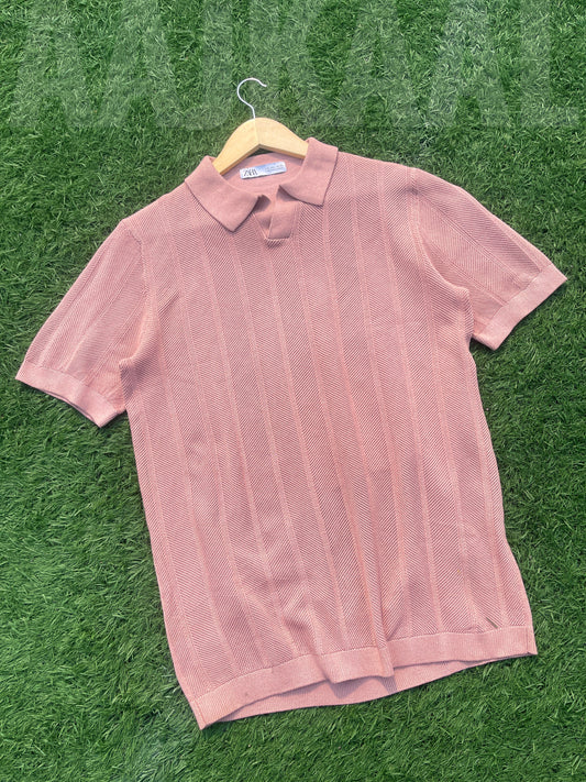 Mauve Zigzag Knitted Polo