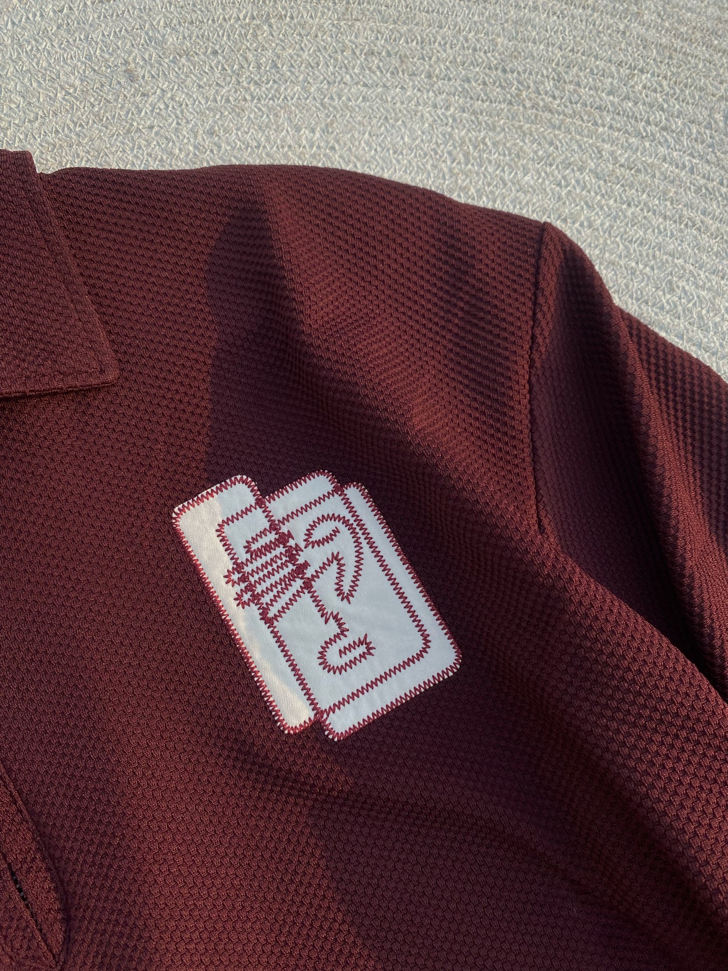 Dark Maroon Embroidered Dropshoulder Polo